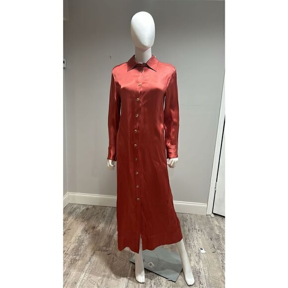 Loulou Studio Long Satin Shirtdress Size XS - Picture 6 of 12